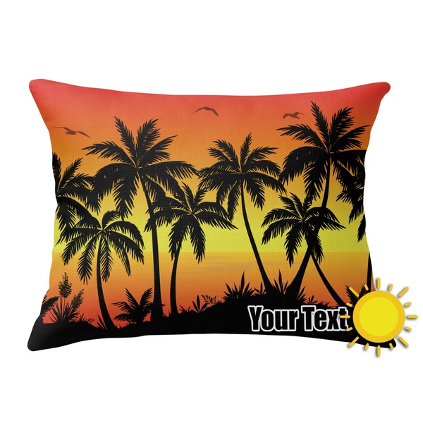 Custom Tropical Sunset Outdoor Throw Pillow (Rectangular) (Personalized)