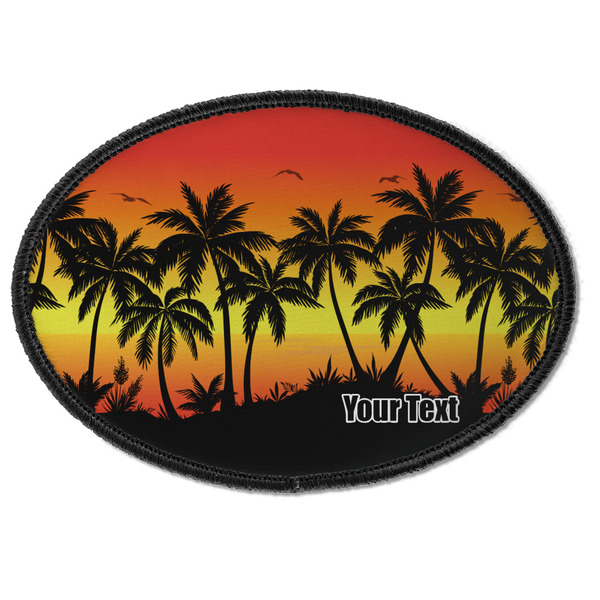 Custom Tropical Sunset Iron On Oval Patch w/ Name or Text