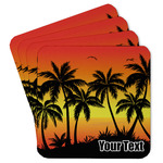 Tropical Sunset Paper Coasters w/ Name or Text
