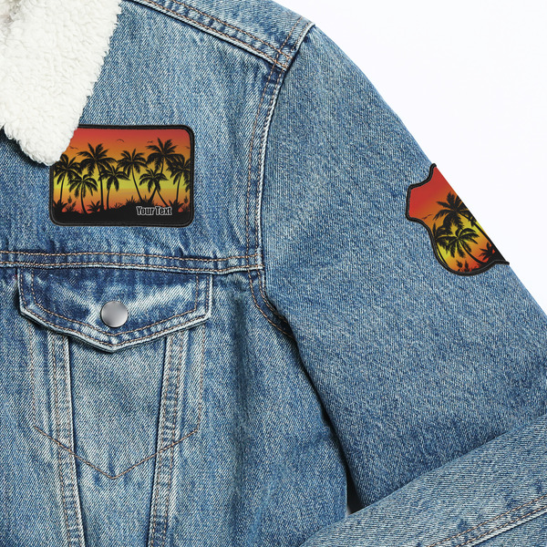 Tropical Sunset Patches Lifestyle Jean Jacket Detail