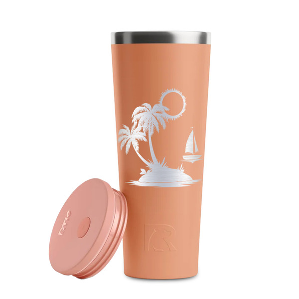 Tropical Sunset Peach RTIC Everyday Tumbler - 28 oz. - Lid Off