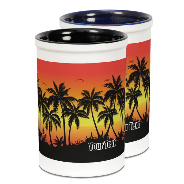 Custom Tropical Sunset Ceramic Pencil Holder - Large