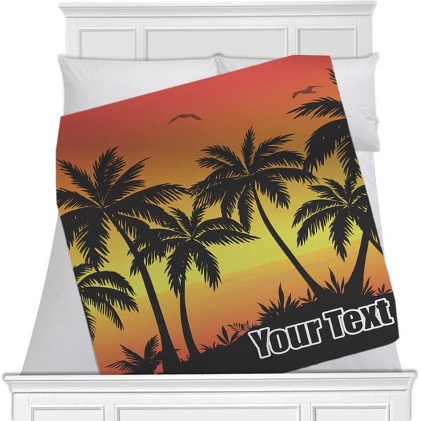 Custom Tropical Sunset Minky Blanket - Toddler / Throw - 60"x50" - Single Sided (Personalized)