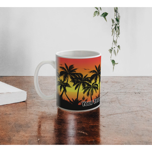 Tropical Sunset Personalized Coffee Mug - Lifestyle