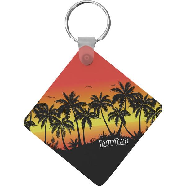 Custom Tropical Sunset Diamond Plastic Keychain w/ Name or Text