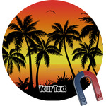 Tropical Sunset Round Fridge Magnet (Personalized)