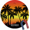 Tropical Sunset Personalized Round Fridge Magnet