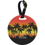 Tropical Sunset Plastic Luggage Tag - Round (Personalized)