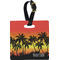 Tropical Sunset Plastic Luggage Tag - Square w/ Name or Text