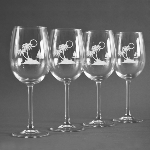 Tropical Sunset Personalized Wine Glasses (Set of 4)