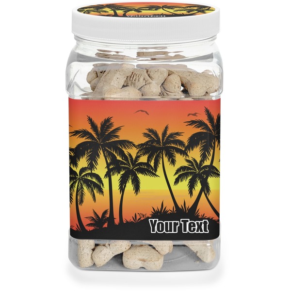 Custom Tropical Sunset Dog Treat Jar (Personalized)