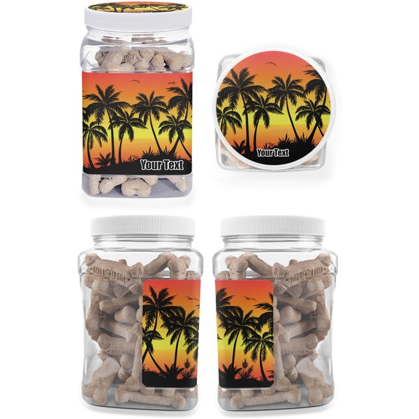 Tropical Sunset Pet Treat Jar - Multiple Angles