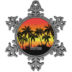 Tropical Sunset Vintage Snowflake Ornament (Personalized)