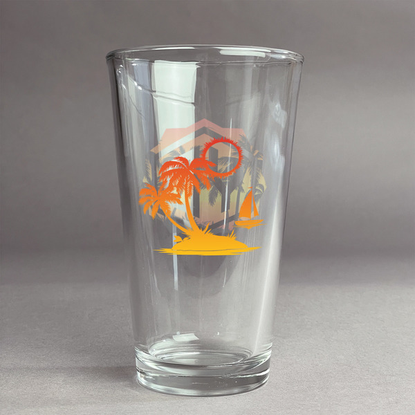 Custom Tropical Sunset Pint Glass - Full Color Logo (Personalized)