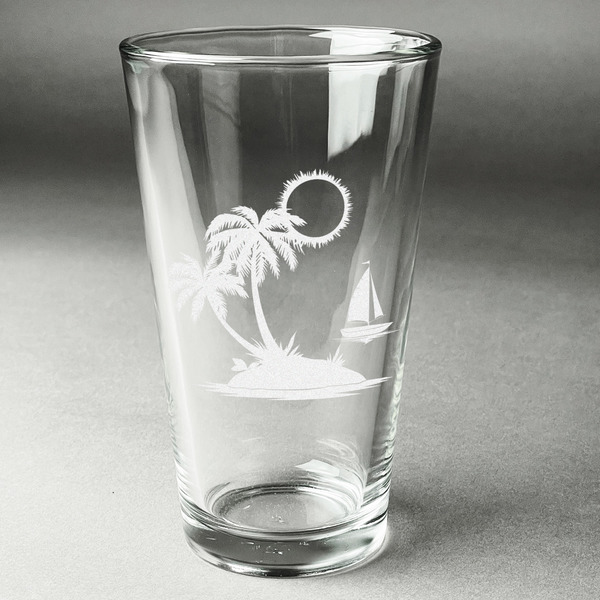 Custom Tropical Sunset Pint Glass - Engraved