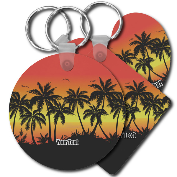 Custom Tropical Sunset Plastic Keychain (Personalized)