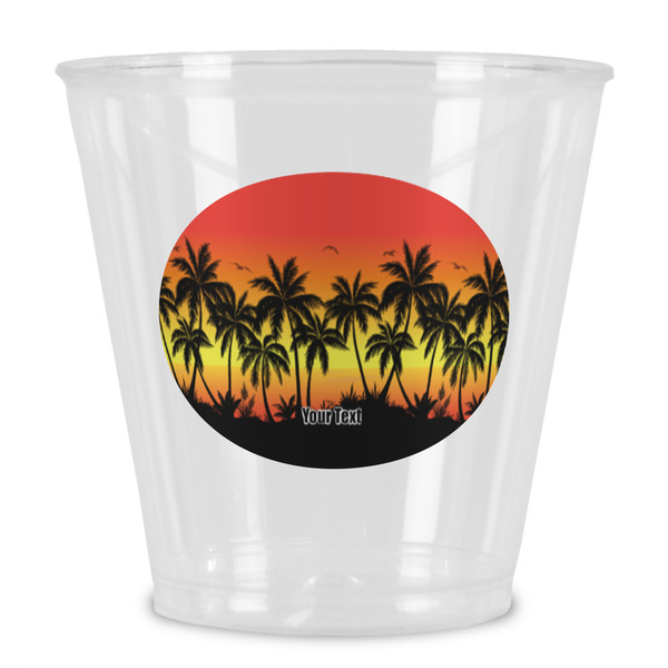 Custom Tropical Sunset Plastic Shot Glass (Personalized)
