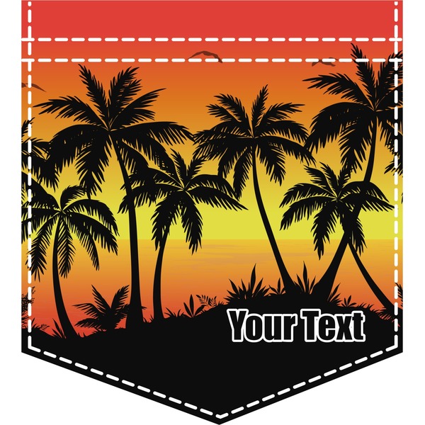 Custom Tropical Sunset Iron On Faux Pocket (Personalized)