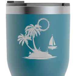 Tropical Sunset RTIC Tumbler - Dark Teal - Laser Engraved - Double-Sided (Personalized)