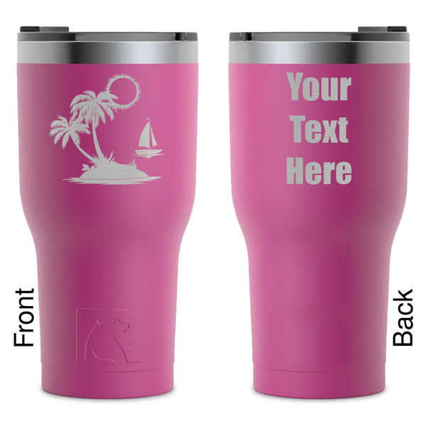 Custom Tropical Sunset RTIC Tumbler - Magenta - Laser Engraved - Double-Sided (Personalized)