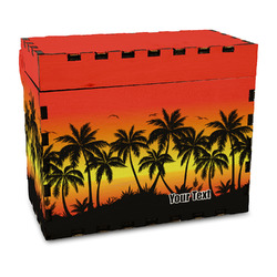 Tropical Sunset Wood Recipe Box - Full Color Print (Personalized)
