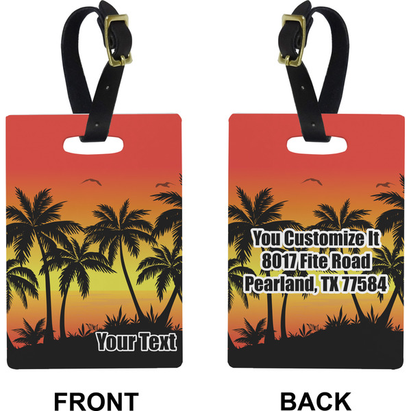 Tropical Sunset Rectangle Luggage Tag (Front + Back)