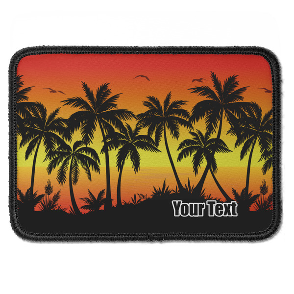 Custom Tropical Sunset Iron On Rectangle Patch w/ Name or Text