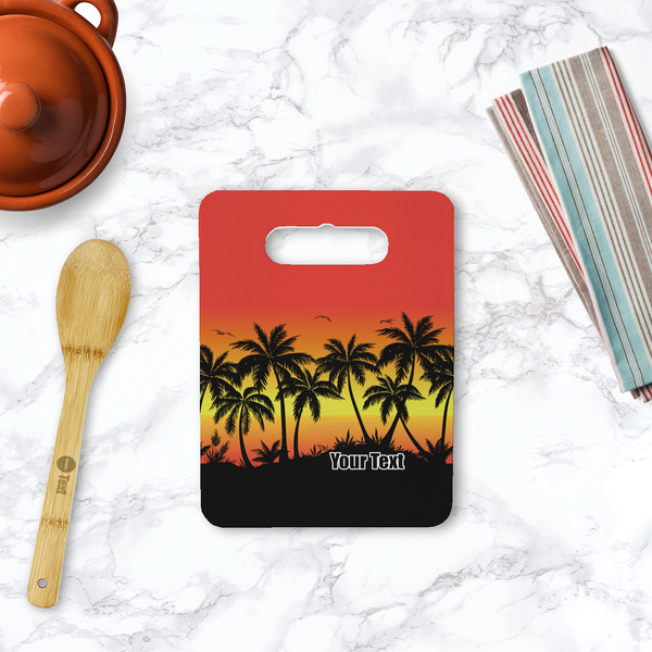 Tropical Sunset Rectangle Trivet with Handle - LIFESTYLE