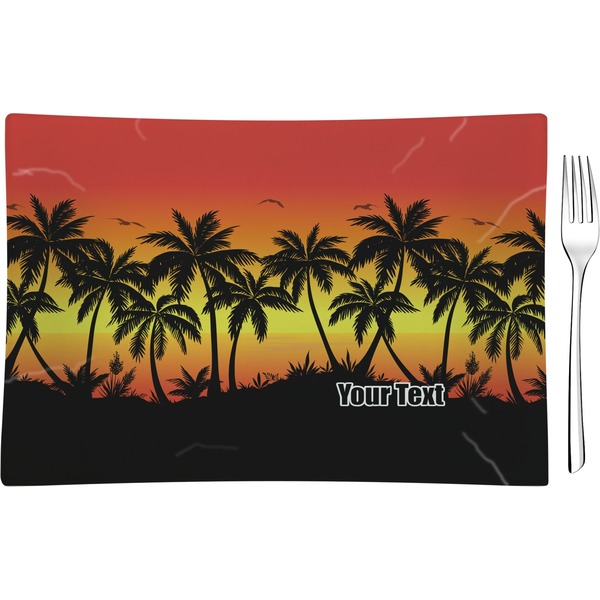 Custom Tropical Sunset Rectangular Glass Appetizer / Dessert Plate - Single or Set (Personalized)