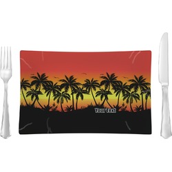 Tropical Sunset Rectangular Glass Lunch / Dinner Plate - Single or Set (Personalized)