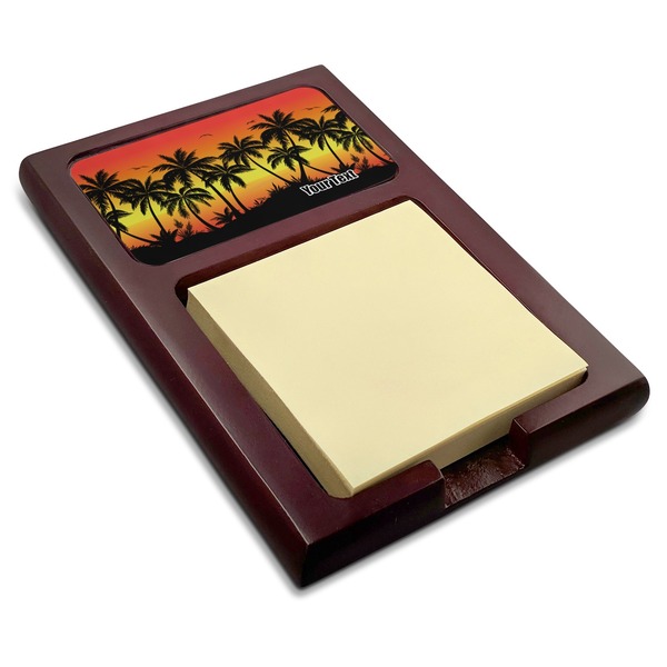 Custom Tropical Sunset Red Mahogany Sticky Note Holder (Personalized)