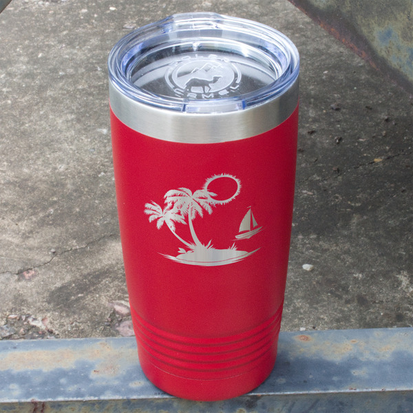 Tropical Sunset Red Polar Camel Tumbler - 20oz - Angled