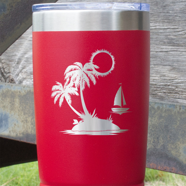 Tropical Sunset Red Polar Camel Tumbler - 20oz - Close Up