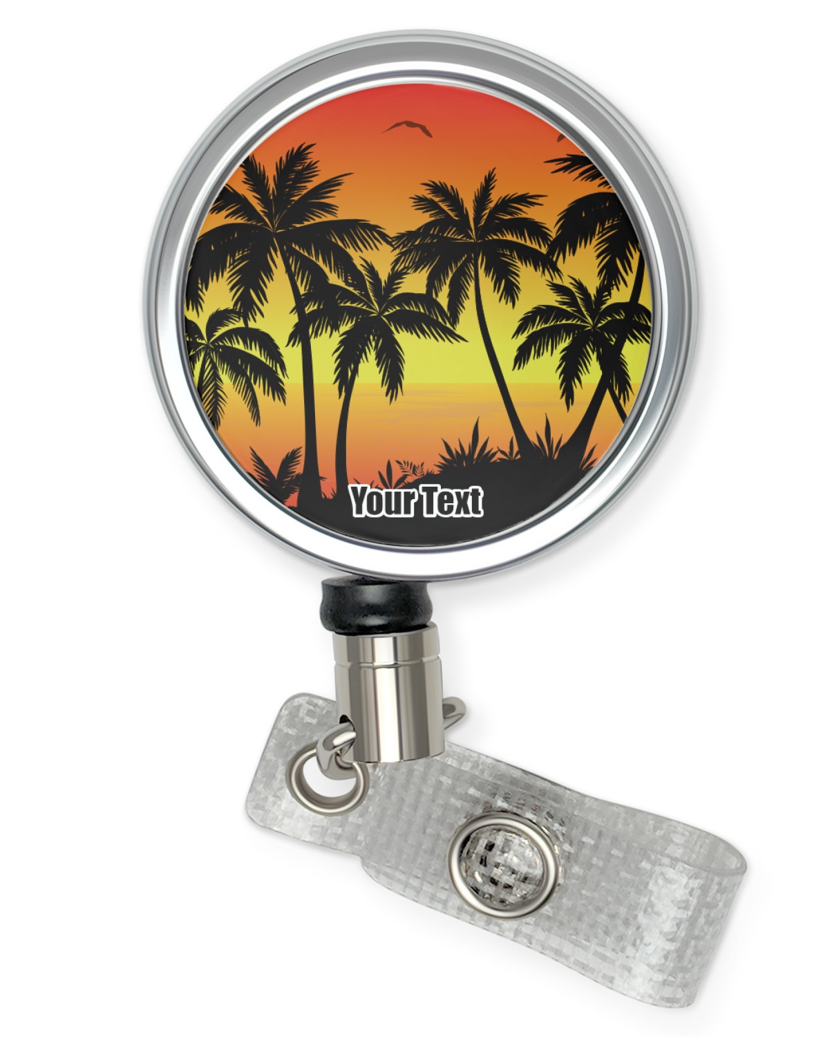 Custom Tropical Sunset Retractable Badge Reel (Personalized