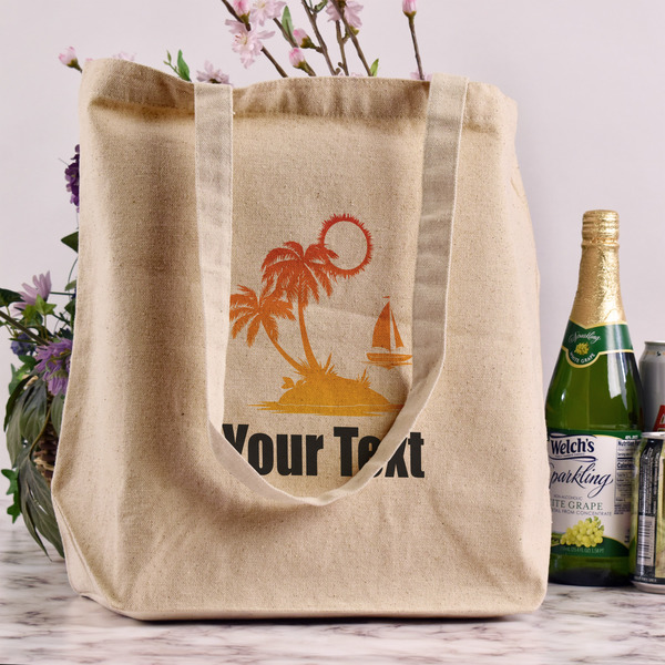 Tropical Sunset Reusable Cotton Grocery Bag - In Context