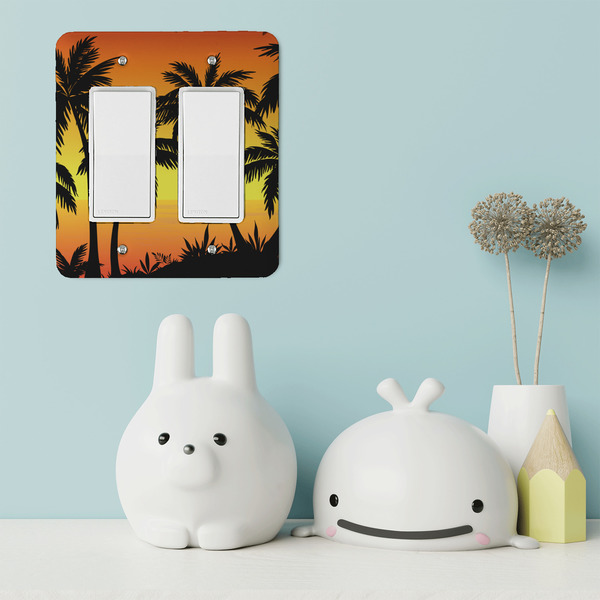 Tropical Sunset Rocker Light Switch Covers - Double - IN CONTEXT