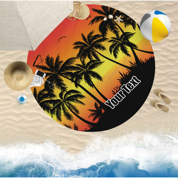 Tropical Sunset Round Beach Towel Lifestyle