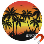Tropical Sunset Round Car Magnet - 6" (Personalized)