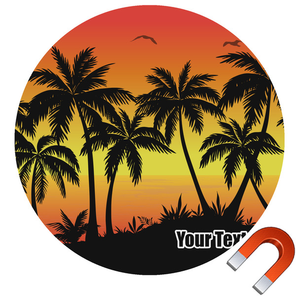 Custom Tropical Sunset Round Car Magnet - 6" (Personalized)