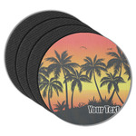 Tropical Sunset Round Rubber Backed Coasters - Set of 4 (Personalized)
