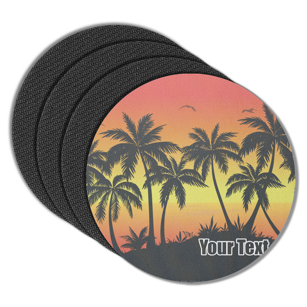 Custom Tropical Sunset Round Rubber Backed Coasters - Set of 4 (Personalized)