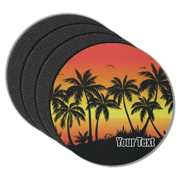 Custom Tropical Sunset Round Rubber Backed Coasters - Set of 4 (Personalized)