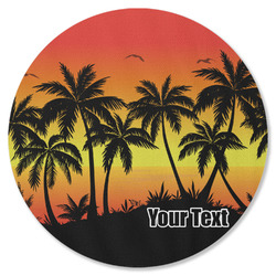 Tropical Sunset Round Rubber Backed Coaster (Personalized)