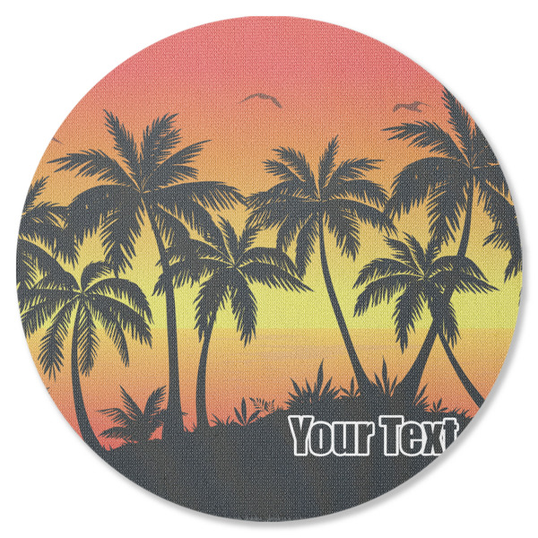 Custom Tropical Sunset Round Rubber Backed Coaster (Personalized)