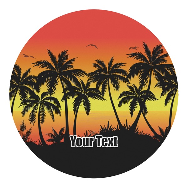 Custom Tropical Sunset Round Decal (Personalized)