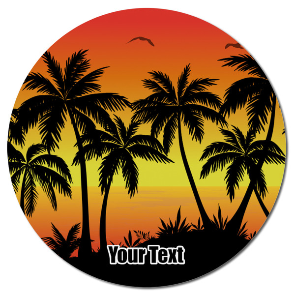 Tropical Sunset Round Fridge Magnet - FRONT