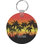 Tropical Sunset Round Plastic Keychain (Personalized)