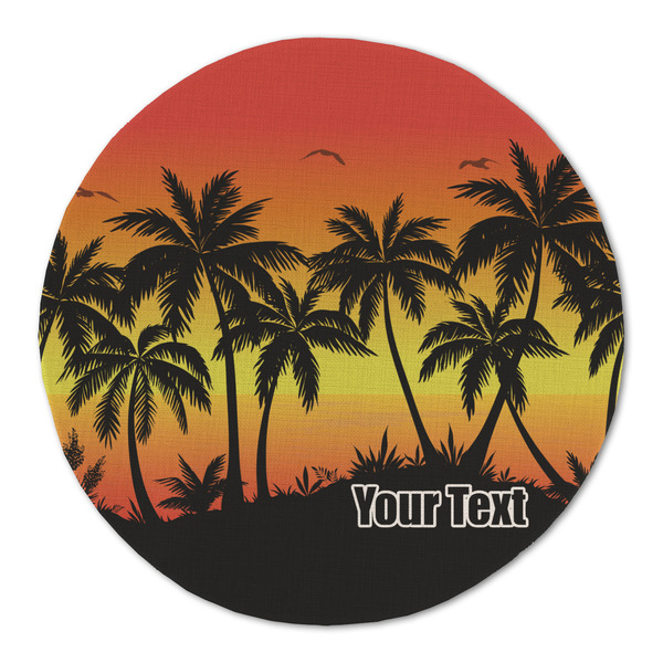 Custom Tropical Sunset Round Linen Placemat - Single Sided (Personalized)