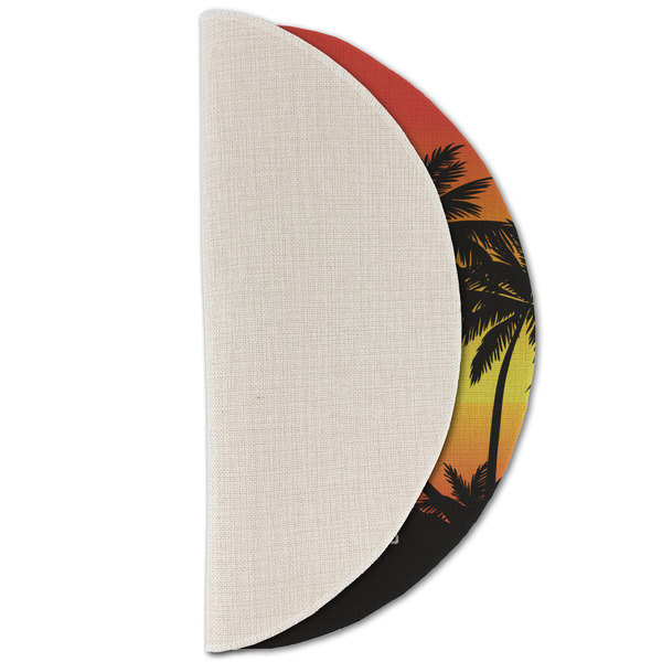 Tropical Sunset Round Linen Placemats - HALF FOLDED (single sided)