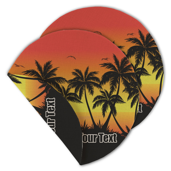 Custom Tropical Sunset Round Linen Placemat - Double Sided (Personalized)